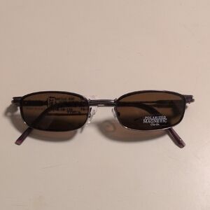 Safilo Purple Frames Prescription Eyeglasses With Polarized Clip-On Sunglasses